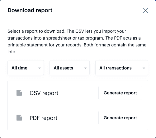 Coinbase CSV export