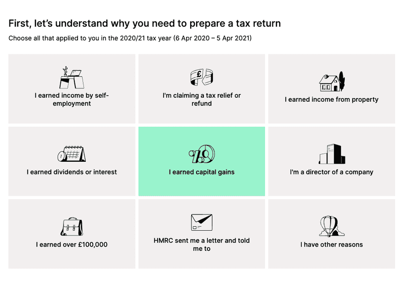 Reason for tax return