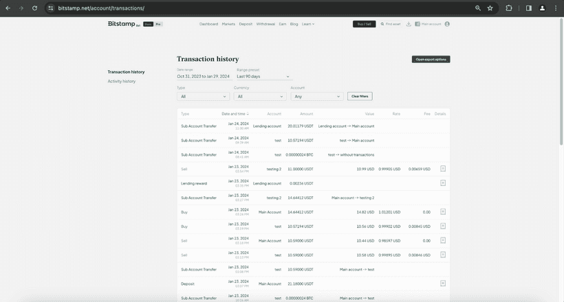 Bitstamp transaction history